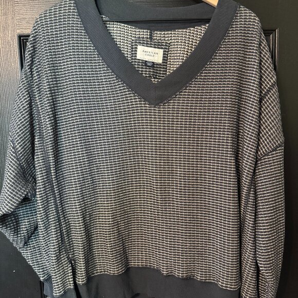 American Eagle Outfitters Tops - NWOT American Eagle Lightweight Stripe Sweater Blue White Small